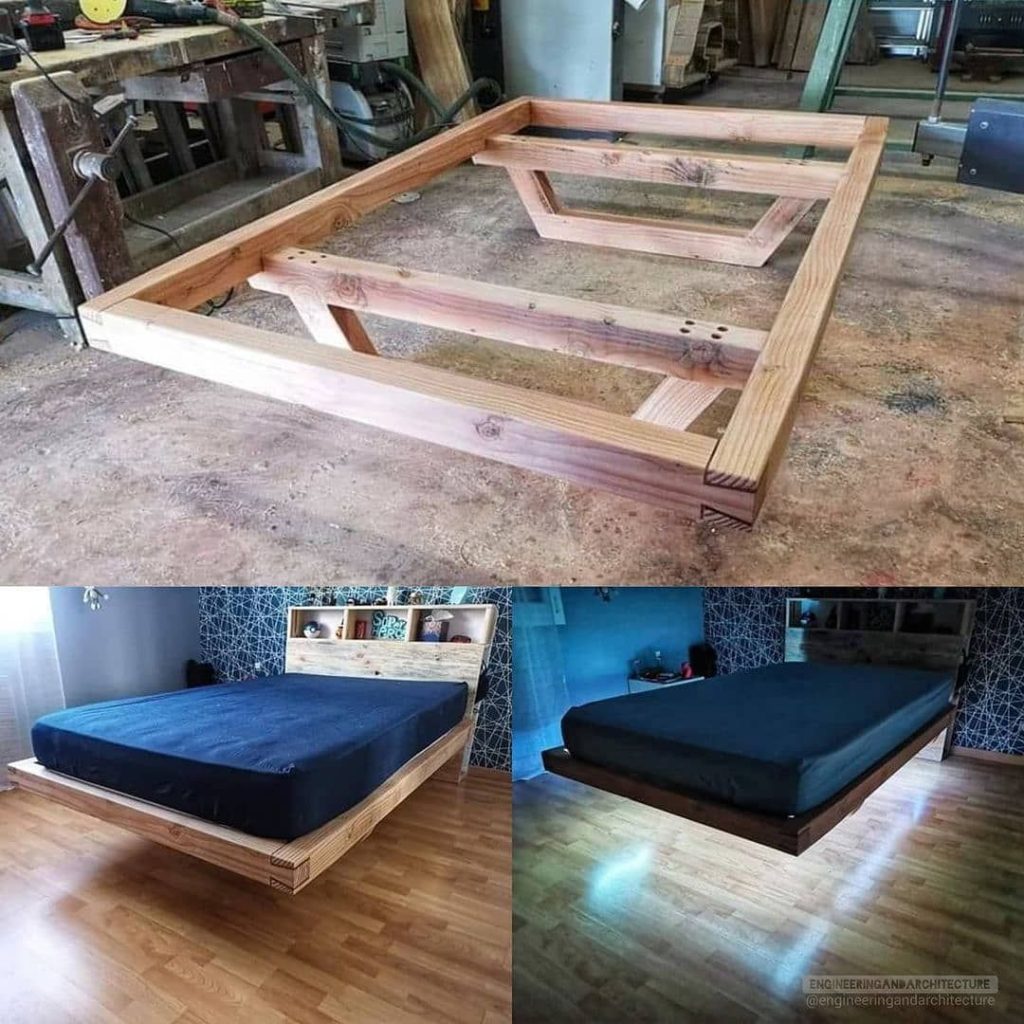 diy floating bed frame with led lighting plans