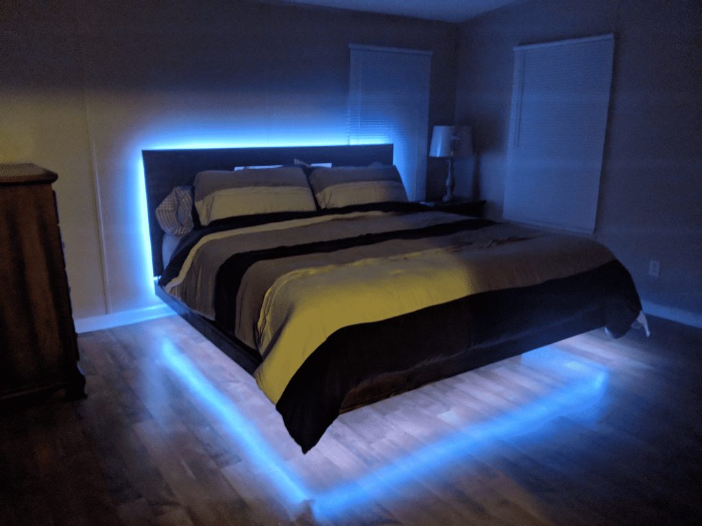 	
floating bed frame